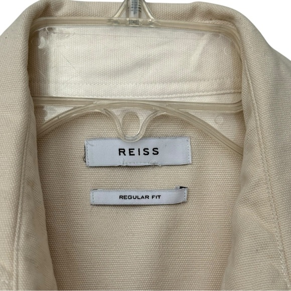 Reiss Bairstow Western Twin Pocket Overshirt Size Small Cream Snap Button Cotton - Picture 4 of 7